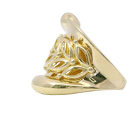 14KT Gold Ring Women's Cutout Leaf Branch Plain Wide Center Band