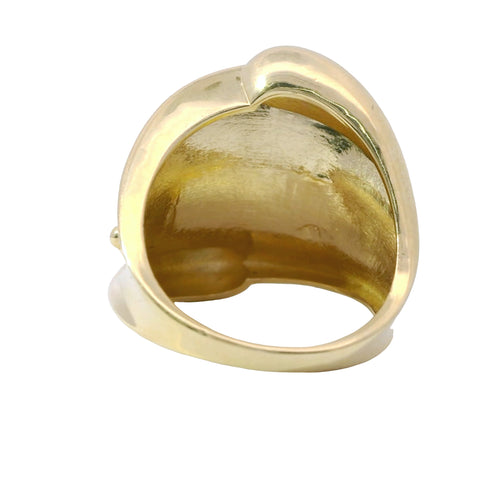 14KT Gold Ring Women's Cutout Leaf Branch Plain Wide Center Band