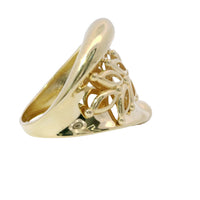 14KT Gold Ring Women's Cutout Leaf Branch Plain Wide Center Band