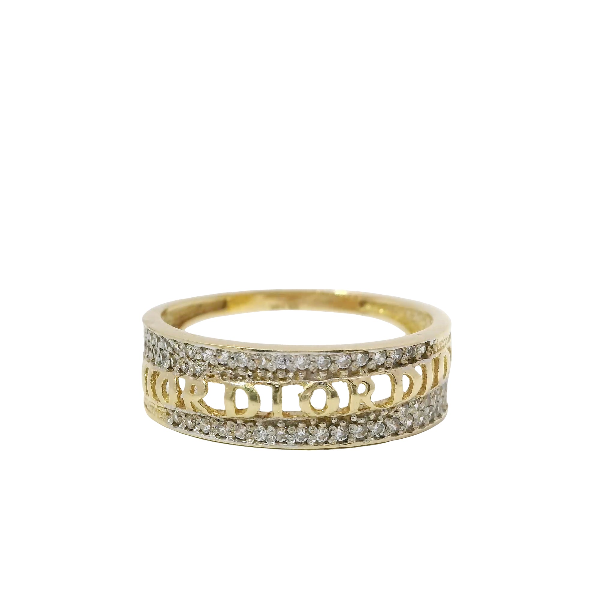 14KT Gold Ring Women's Light Weight Dior Dior White CZ Stone Band