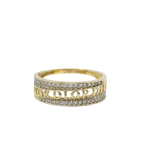 14KT Gold Ring Women's Light Weight Dior Dior White CZ Stone Band