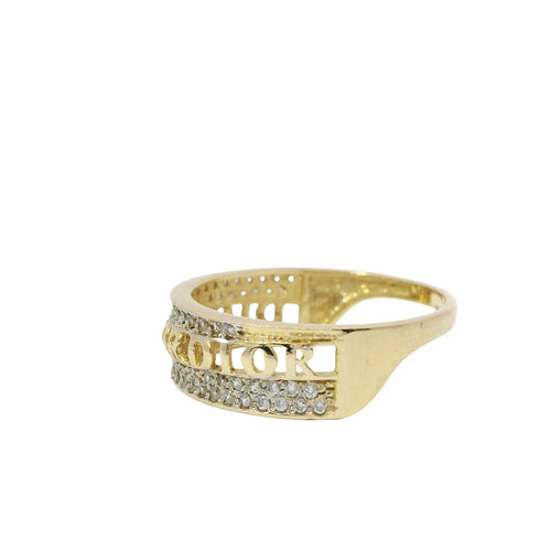 14KT Gold Ring Women's Light Weight Dior Dior White CZ Stone Band