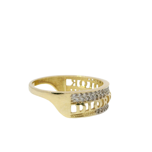 14KT Gold Ring Women's Light Weight Dior Dior White CZ Stone Band