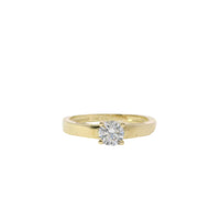 14KT Gold Ring Women's Double Halo 4 Prong White CZ Solitaire Plain Band Split Edge