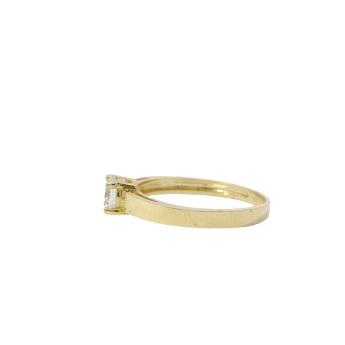 14KT Gold Ring Women's Double Halo 4 Prong White CZ Solitaire Plain Band Split Edge