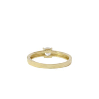 14KT Gold Ring Women's Double Halo 4 Prong White CZ Solitaire Plain Band Split Edge