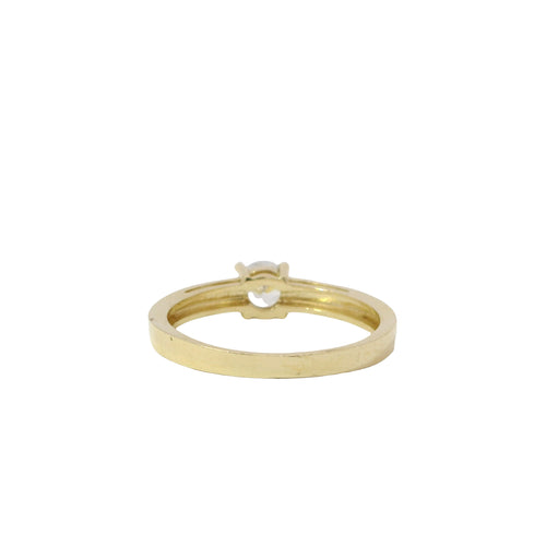 14KT Gold Ring Women's Double Halo 4 Prong White CZ Solitaire Plain Band Split Edge