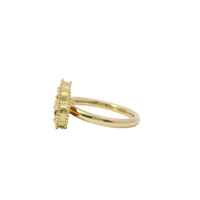 14KT Gold Ring Women's Mini Double Red Clover with Split Band