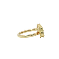 14KT Gold Ring Women's Mini Double Red Clover with Split Band