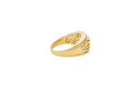 14KT Gold Ring Women's Elephant Band with White CZ Stones Sides Pink CZ Eye Plain Band