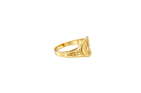 14KT Gold Ring Women's Embossed Oval Elephant Coin 5 Line Side Band
