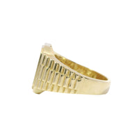14KT Gold Ring Women's Engravable Rectangle with Watch Band Sides