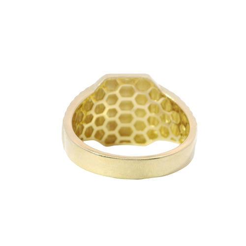 14KT Gold Ring Women's Engravable Rectangle with Watch Band Sides