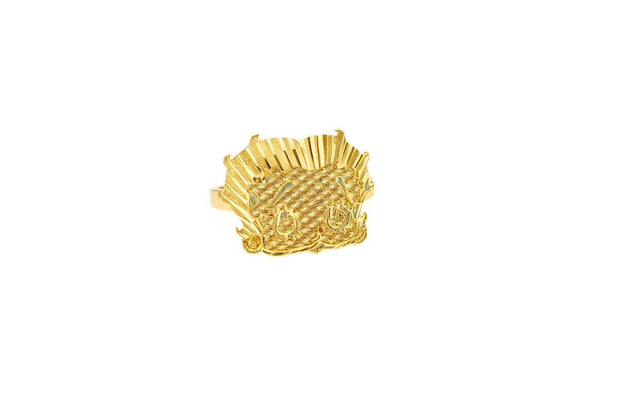 14KT Gold Ring Women's Betty Boop Head with Plain Band