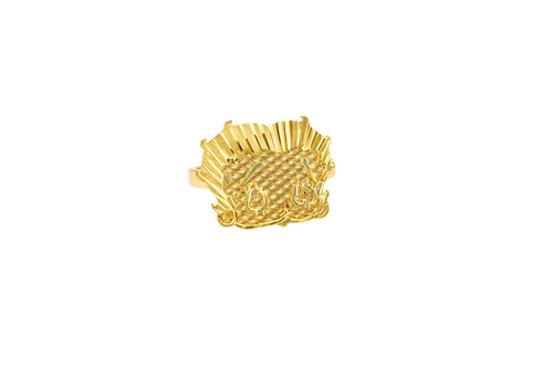 14KT Gold Ring Women's Betty Boop Head with Plain Band