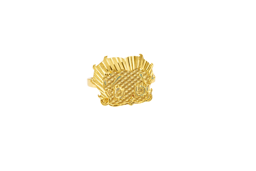 14KT Gold Ring Women's Betty Boop Head with Plain Band