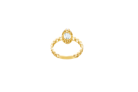 14KT Gold Ring Women's Marquise Light Blue Center Stone with White CZ Stone Border Chino Band