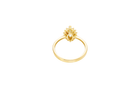 14KT Gold Ring Women's Flower Light Blue Marquise Center CZ Stone with White CZ Stone Petal Borders and Plain Band