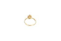 14KT Gold Ring Women's Flower Pear Light Blue Center Stone with White CZ Stone Petals Border Plain Band