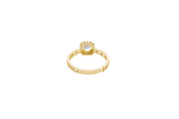 14KT Gold Ring Women's Square White Center Stone with White CZ Stone Border Chino Band
