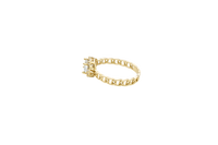 14KT Gold Ring Women's Square White Center Stone with White CZ Stone Border Chino Band