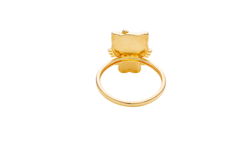 14KT Gold Ring Women's Full Body Flat Hello Kitty with Plain Band