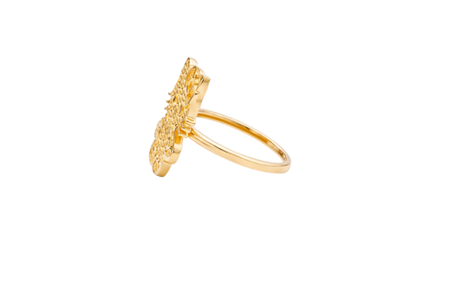 14KT Gold Ring Women's Full Body Flat Hello Kitty with Plain Band