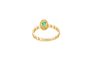 14KT Gold Ring Women's Green Marquise Center CZ White Round CZ Border Chino Band