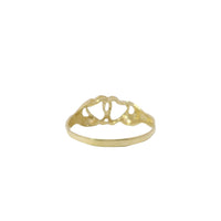 14KT Gold Ring Women's Hands Holding Double Open Heart Band