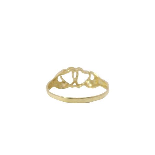 14KT Gold Ring Women's Hands Holding Double Open Heart Band