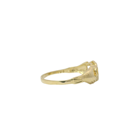 14KT Gold Ring Women's Hands Holding Double Open Heart Band