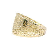 14KT Gold Ring Abstract Women's Hexagon Cage Cutouts Band