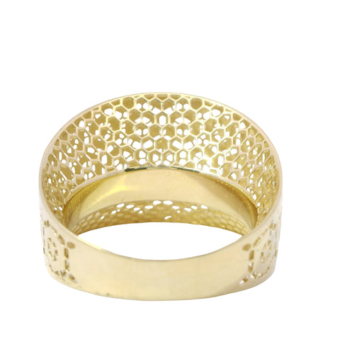 14KT Gold Ring Abstract Women's Hexagon Cage Cutouts Band