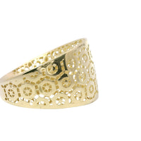 14KT Gold Ring Abstract Women's Hexagon Cage Cutouts Band