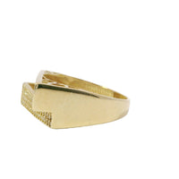 14KT Gold Ring Women's High / Low Asymmetrical White CZ Stone with Plain Band