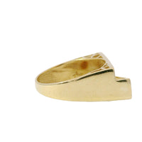 14KT Gold Ring Women's High / Low Asymmetrical White CZ Stone with Plain Band