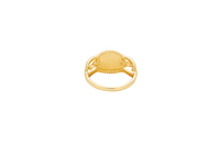 14KT Gold Ring Women's Horizontal Oval Two Tone Virgin Mary Sunray Two Roses White CZ Stone Split Band Border