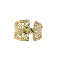 14KT Gold Ring Women's Abstract Infinity Symbol Top Split Band Design Cube Graphic Lattice Cutout Band