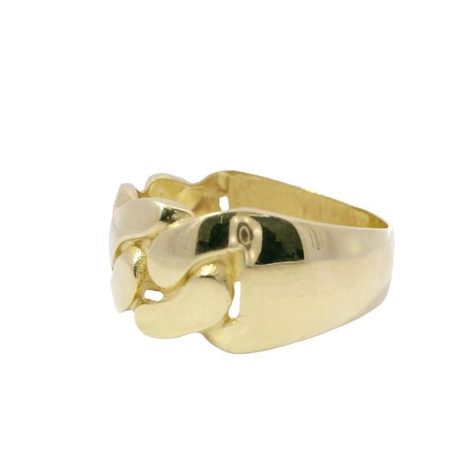 14KT Gold Ring Unisex Jumbo Plain Cuban Link Band