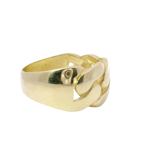 14KT Gold Ring Unisex Jumbo Plain Cuban Link Band