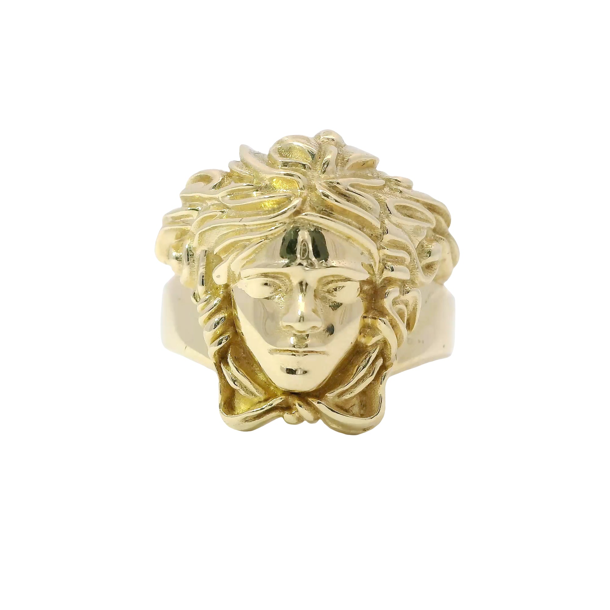 14KT Gold Ring Women's Jumbo Medusa Head Plain Band