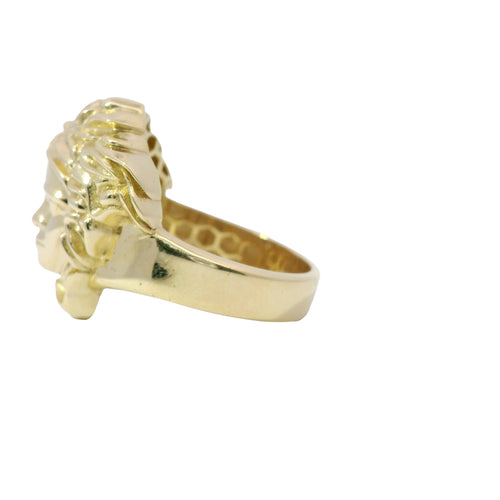 14KT Gold Ring Women's Jumbo Medusa Head Plain Band