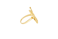 14KT Gold Ring Large Diamond Cut Kuromi with Plain Band