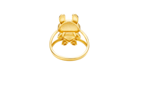 14KT Gold Ring Women's 3D Jumbo Labubu with Plain Split Band