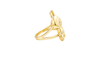 14KT Gold Ring Women's 3D Jumbo Labubu with Plain Split Band