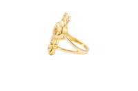 14KT Gold Ring Women's 3D Jumbo Labubu with Plain Split Band