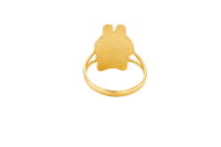 14KT Gold Ring Women's Large Flat Labubu with Plain Split Band