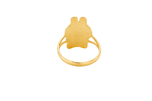 14KT Gold Ring Women's Large Flat Labubu with Plain Split Band