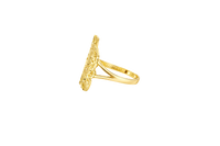 14KT Gold Ring Women's Medium Flat Labubu with Plain Split Band