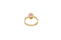 14KT Gold Ring Women's Marquise Pink Center Stone with White CZ Stone Border Chino Band